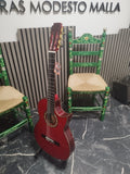 Guitarra Flamenca “Flaca” Cutaway Roja – Modesto Malla | Caja Estrecha + Palosanto de India + Double OS1