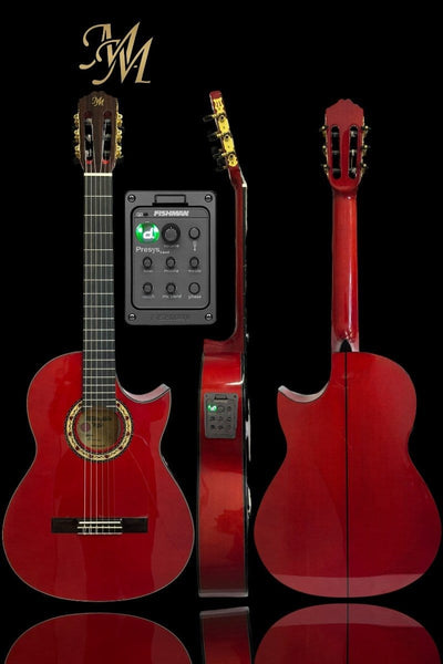 Guitarra Flamenca “Manuela” Cutaway Roja – Modesto Malla | Fishman USA + Ciprés Español | Profesional
