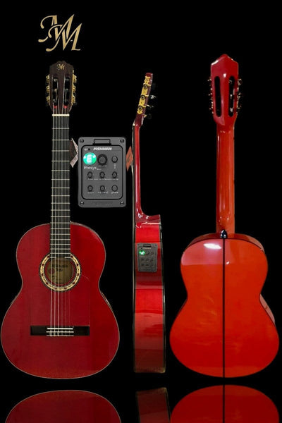Guitarra Flamenca Roja “Manuela” Modesto Malla | Ciprés Español + Fishman USA | Sonido Profesional