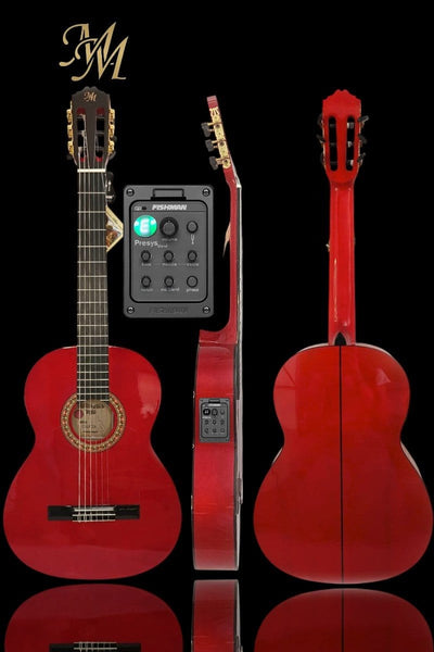 Guitarra Flamenca Roja “Chata” Modesto Malla con Fishman USA | Profesional