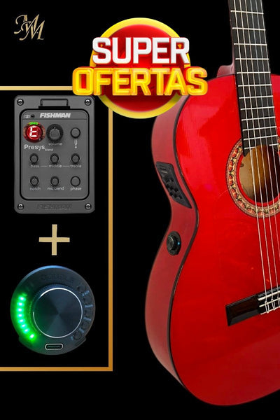 Guitarra Flamenca Roja modelo Chata Modesto Malla | Fishman + Double OS1