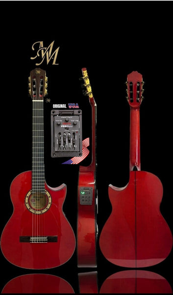 Guitarra Flamenca “Manuela” Cutaway Roja – Modesto Malla | Ciprés Español + Fishman Prefix Pro Blend USA