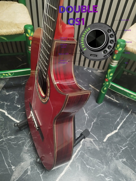 Guitarra Flamenca “Flaca” Cutaway Roja – Modesto Malla | Caja Estrecha + Palosanto de India + Double OS1