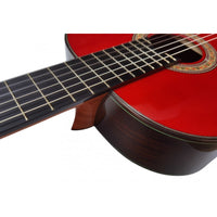 Martinez MR5 Guitarra Flamenca Roja de Tapa Maciza y fondo y aros de Palosanto