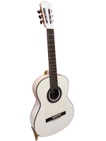 Guitarra Flamenca Caro Modelo Albina – Tapa Maciza de Pino Abeto Alemán, Cuerpo de Ciprés Laminado, Color Blanco (Tamaño 4/4)