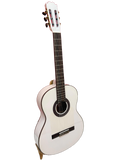 Guitarra Flamenca Caro Modelo Albina – Tapa Maciza de Pino Abeto Alemán, Cuerpo de Ciprés Laminado, Color Blanco (Tamaño 4/4)