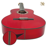 Guitarra Flamenca Roja modelo Manuela Modesto Malla | Ciprés Español + Tapa Maciza | Tradición Flamenca Profesional